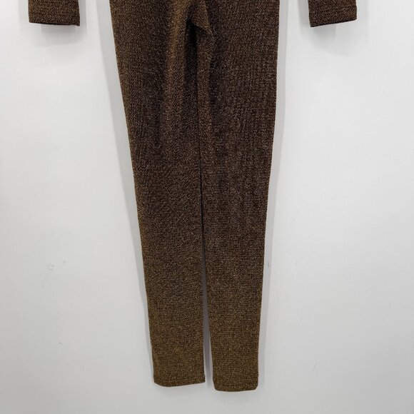 Celebrity Fashion by Hera Collection Black & Gold Metallic Deep V Jumpsuit M - Picture 3 of 12